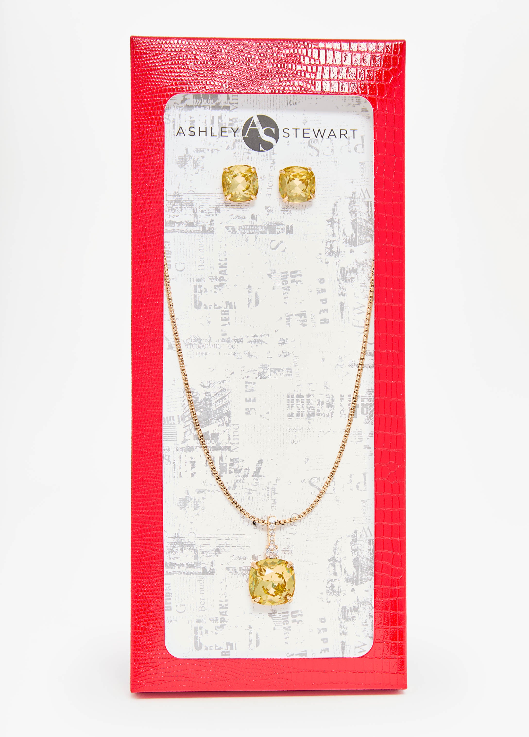 Crystal Gold Tone Necklace Box Set