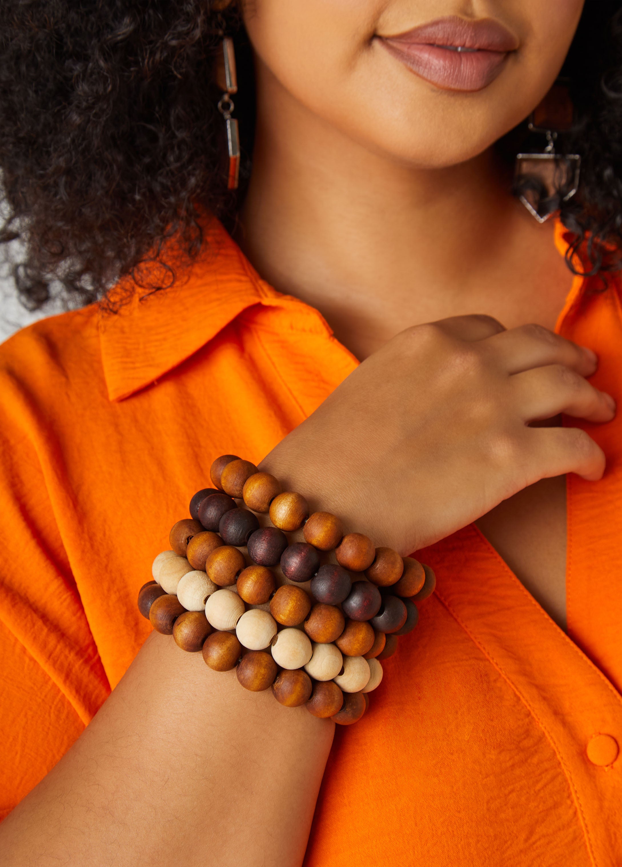 Wood Bead Bracelets Set