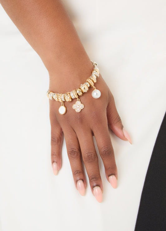 Clover And Crystal Charm Bracelet