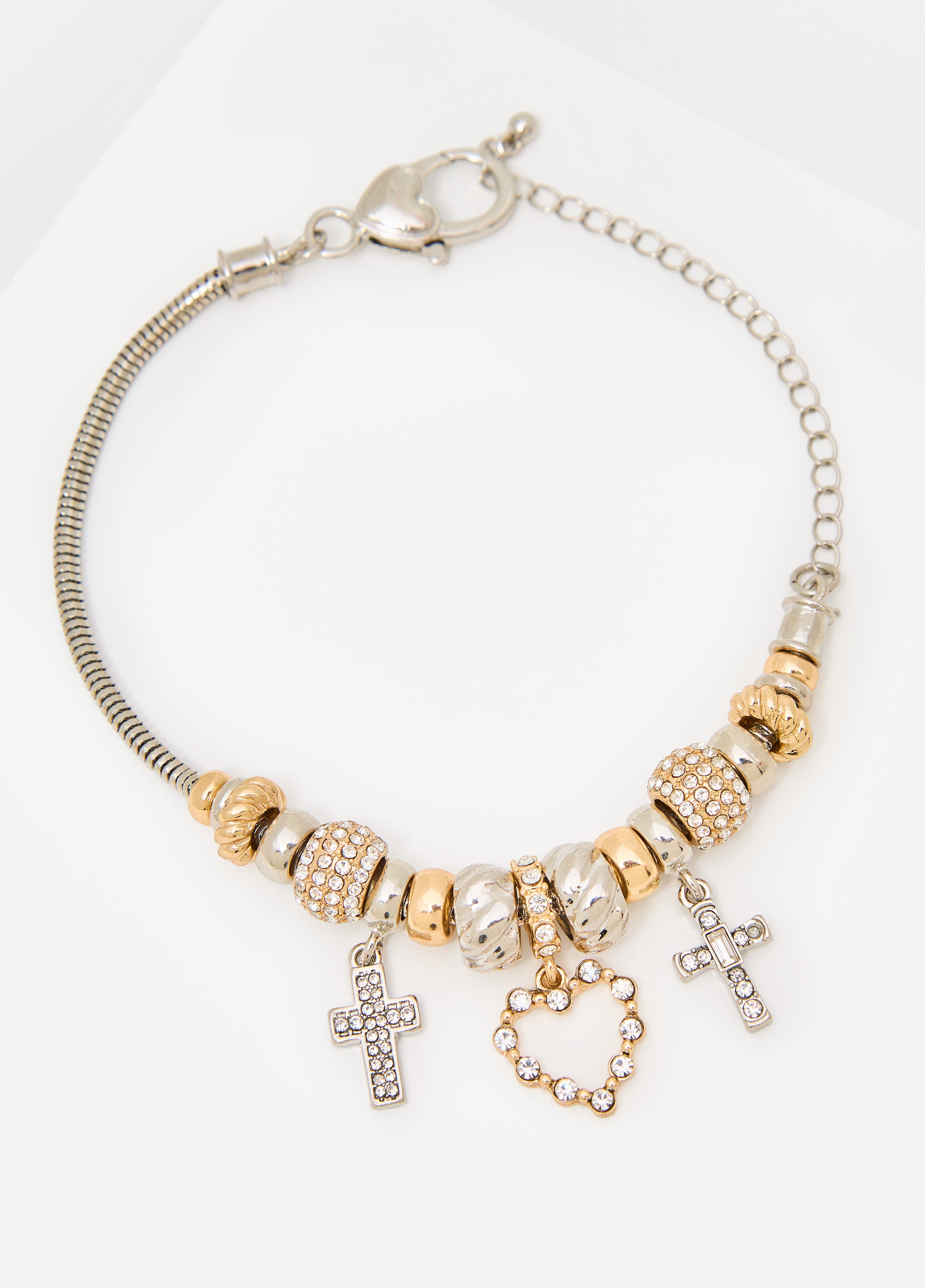 Heart And Cross Charm Bracelet