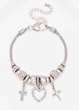 Heart And Cross Charm Bracelet