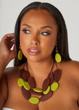 Layered Wood Bead Necklace Set