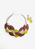 Layered Wood Bead Necklace Set