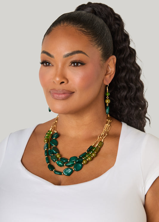 Layered Stone Necklace Set