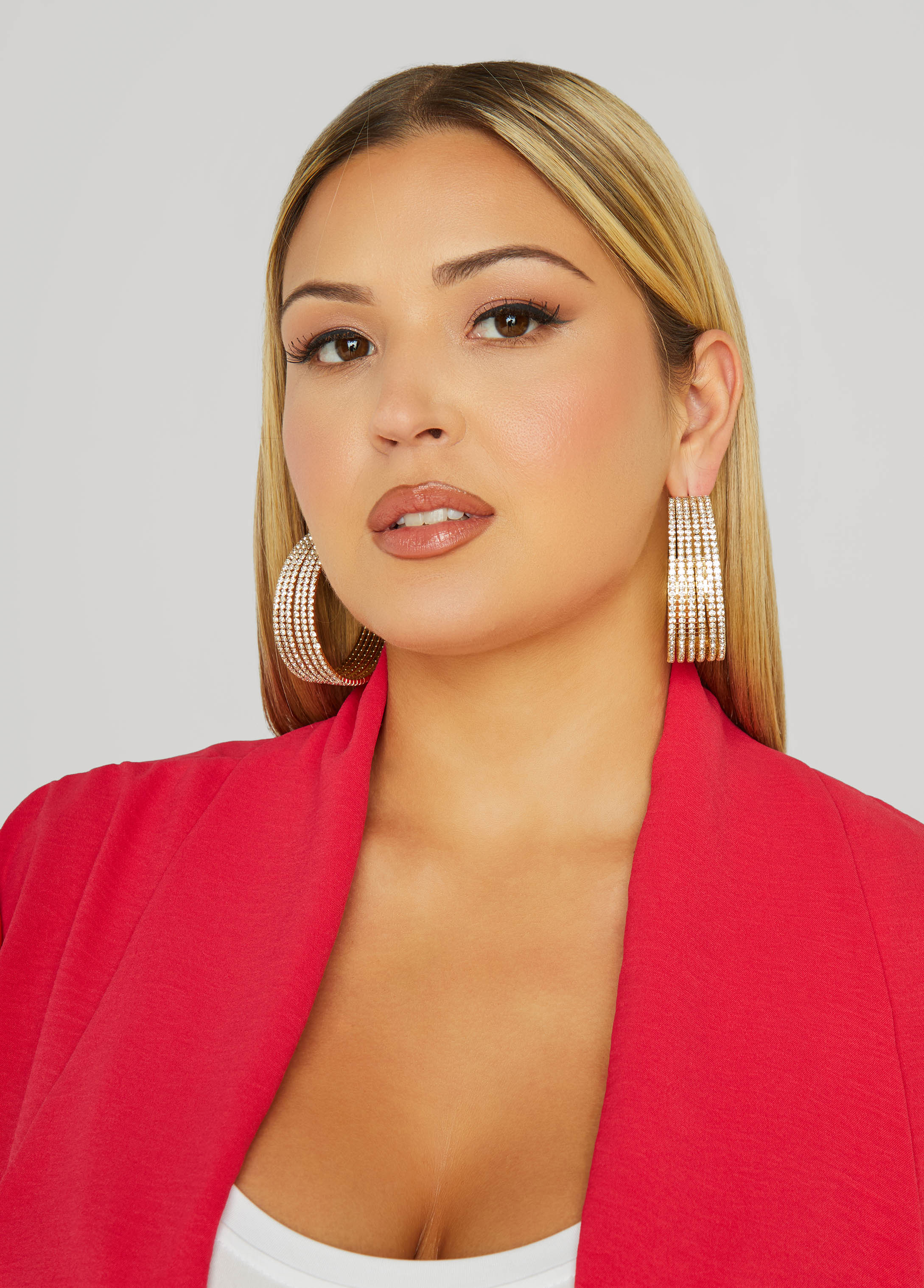Pave Crystal Stacked Hoop Earrings