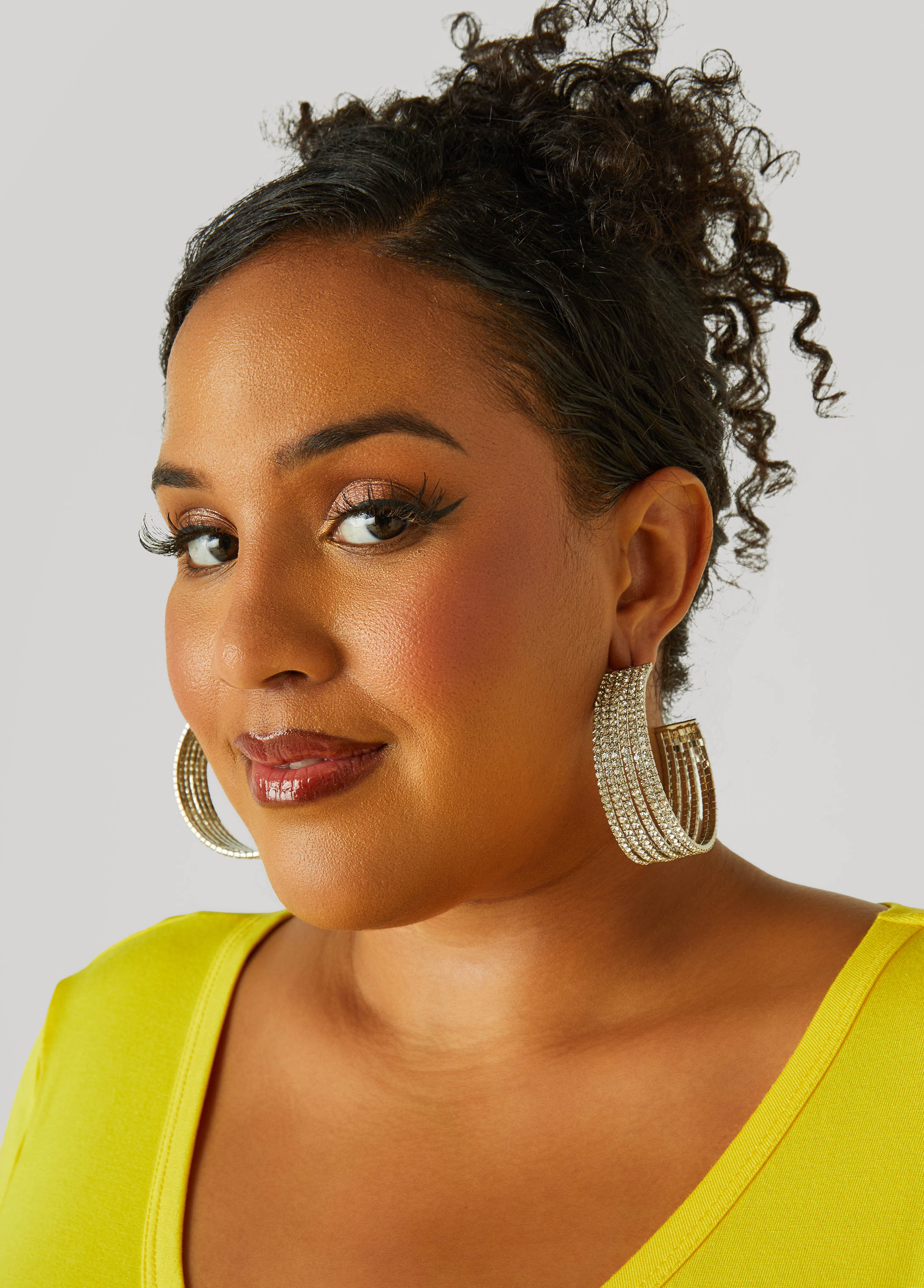Stacked Pave Crystal Hoop Earrings
