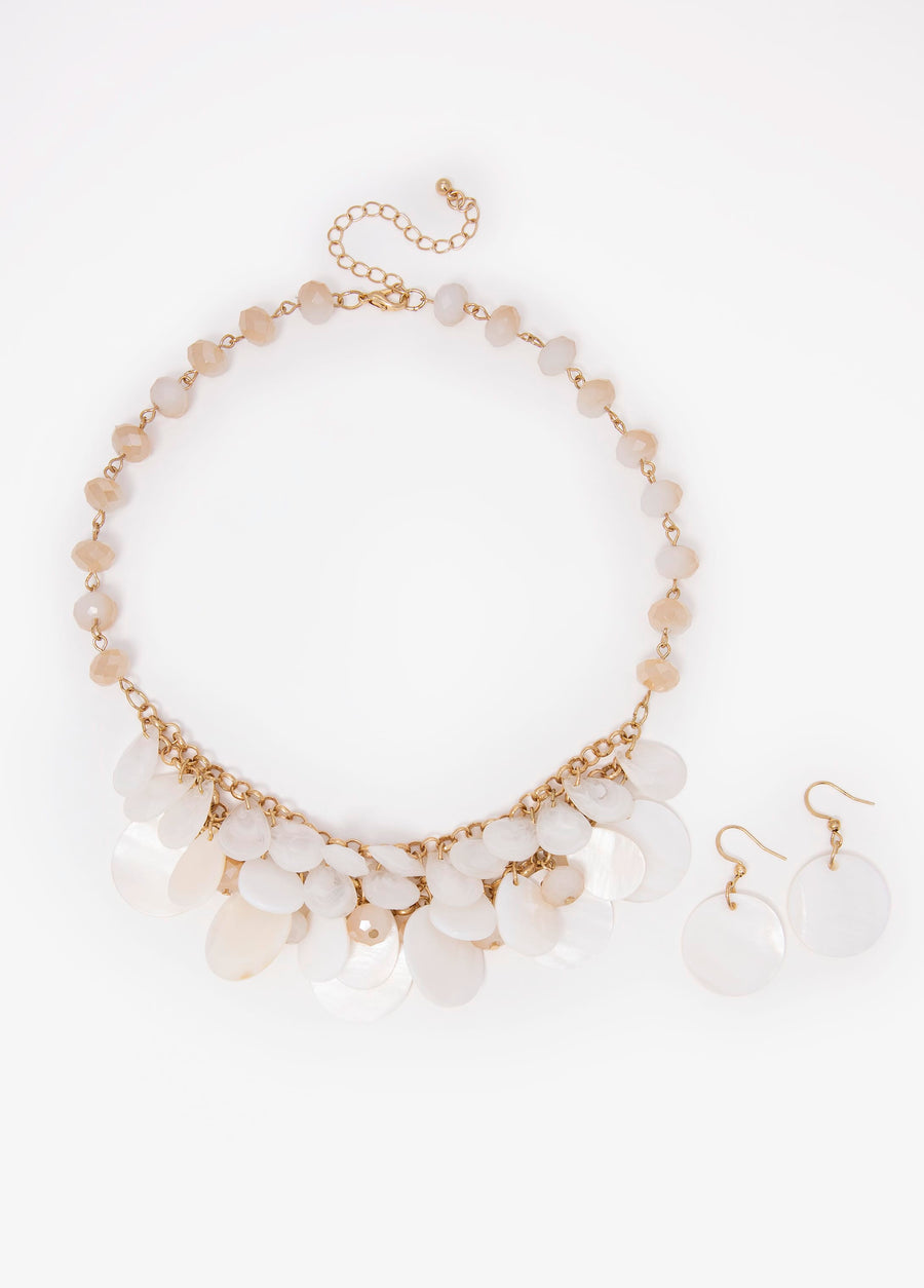 Faux Mother Of Pearl Necklace Set