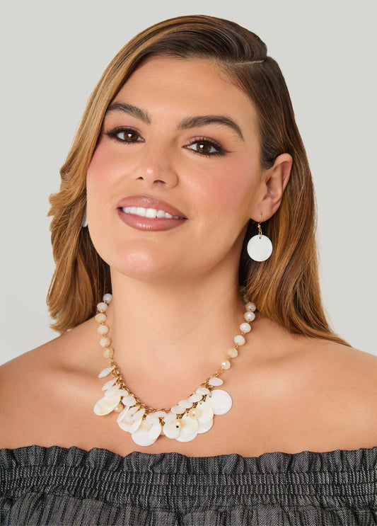 Faux Mother Of Pearl Necklace Set