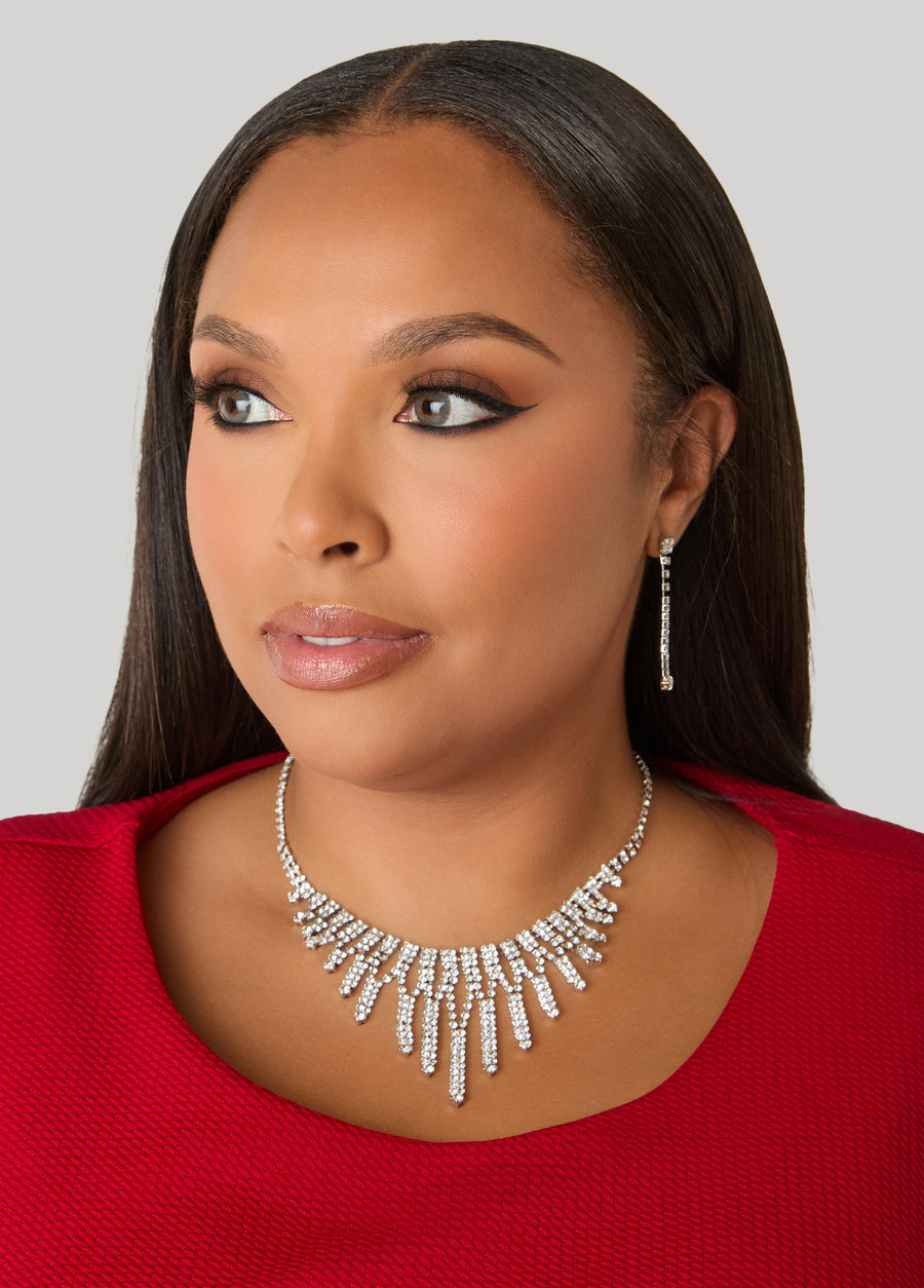 Crystal Necklace And Earrings Set