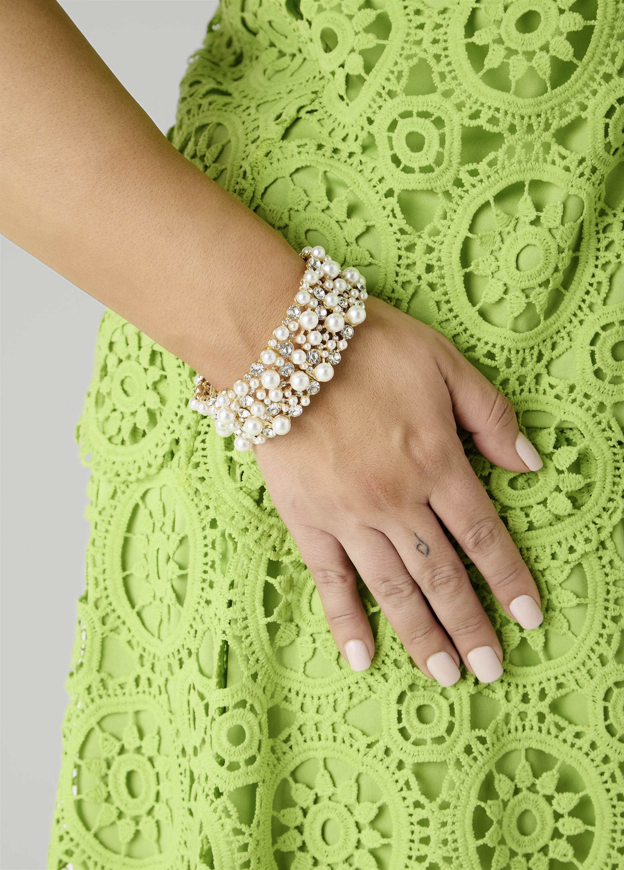 Crystal And Faux Pearl Bracelet