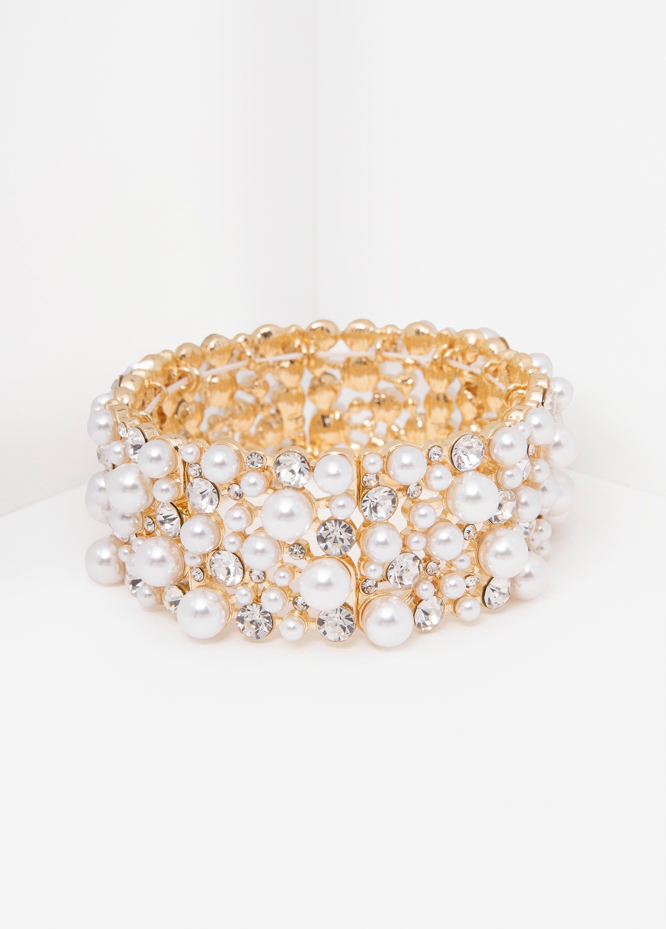 Statement Jewelry gold crystal pearl bracelet fashion jewelry