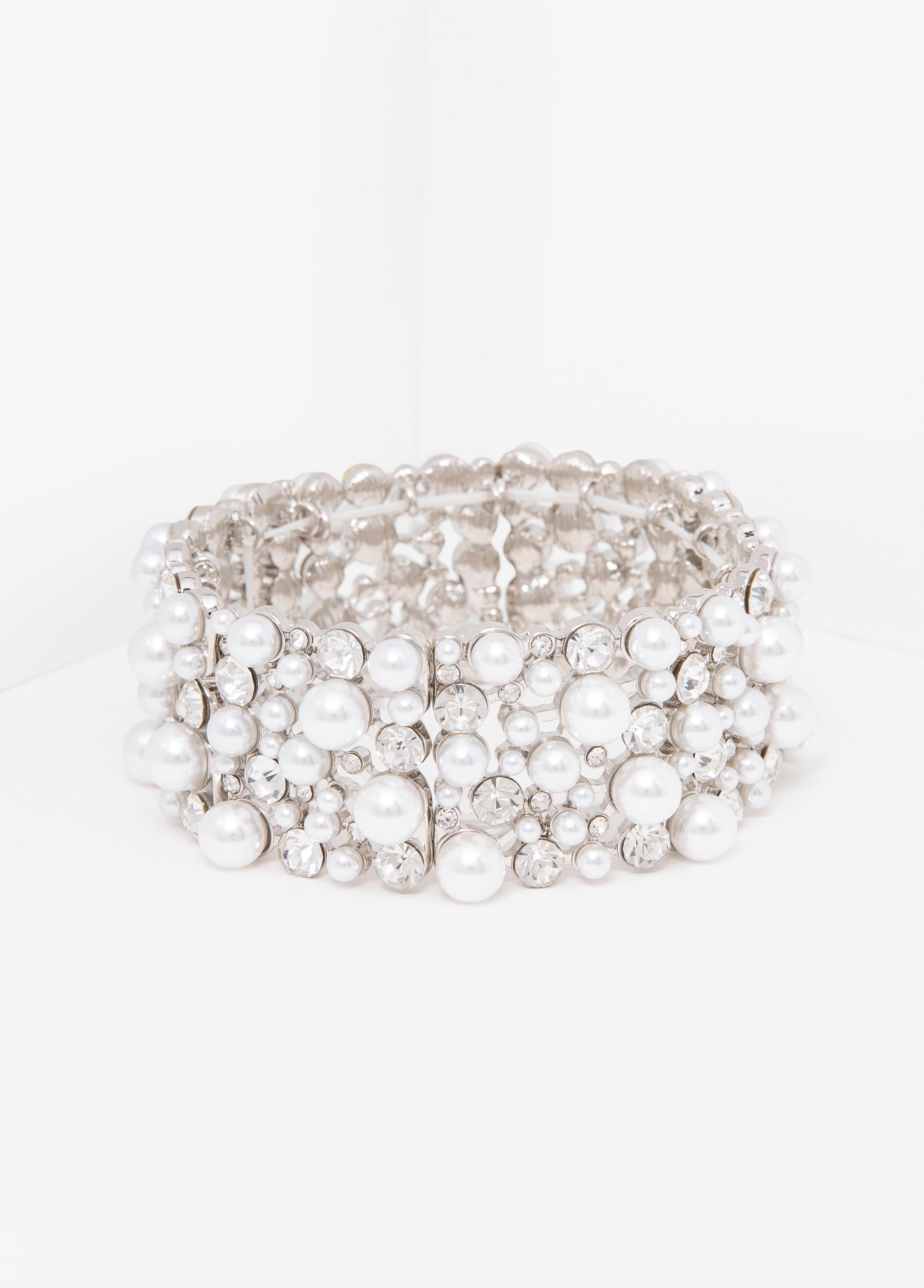Statement Jewelry silver crystal pearl bracelet fashion jewelry
