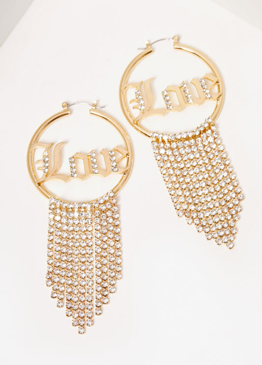 Statement jewelry Love gold hoop earrings fashion jewelry