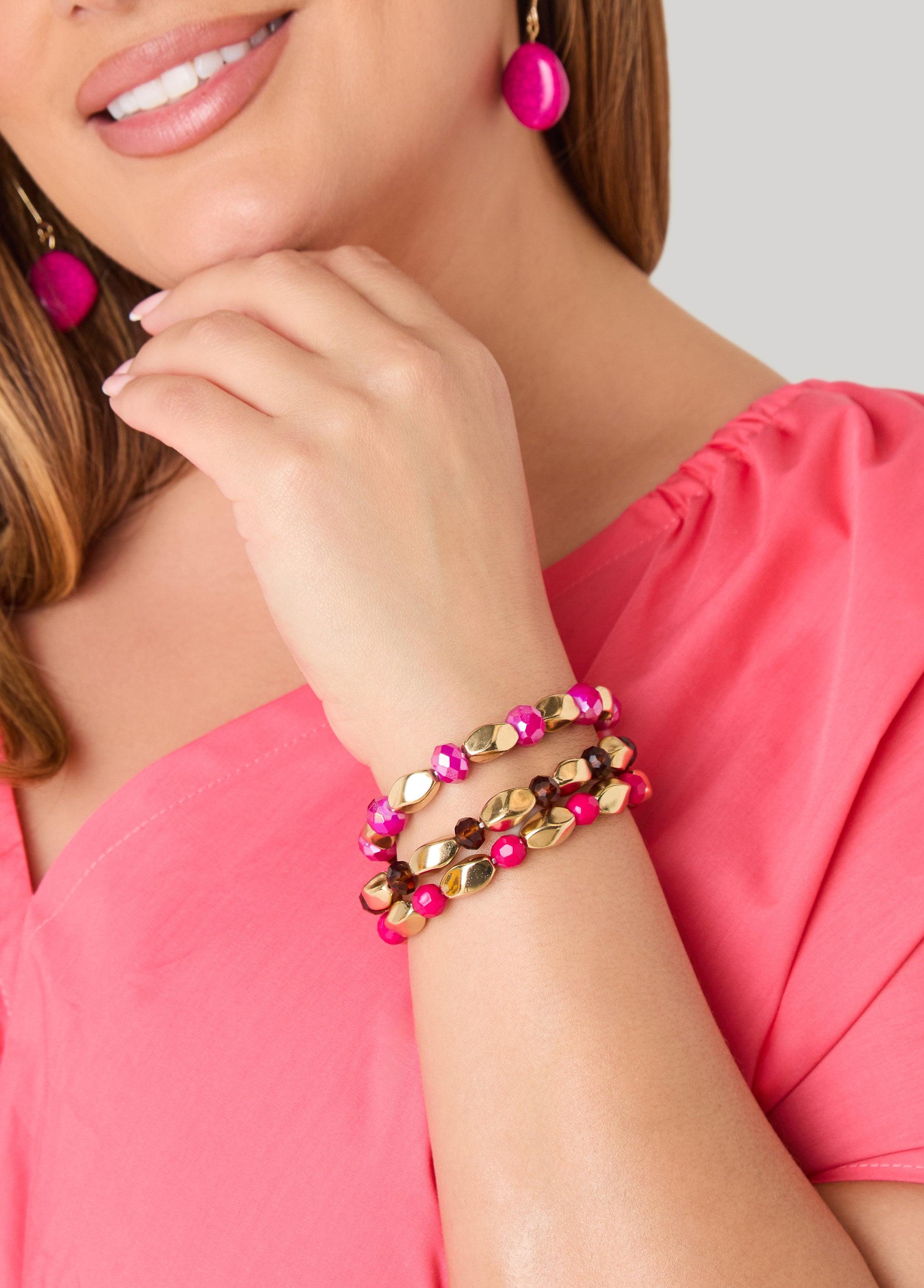 Beaded Gold Tone Bracelet Set