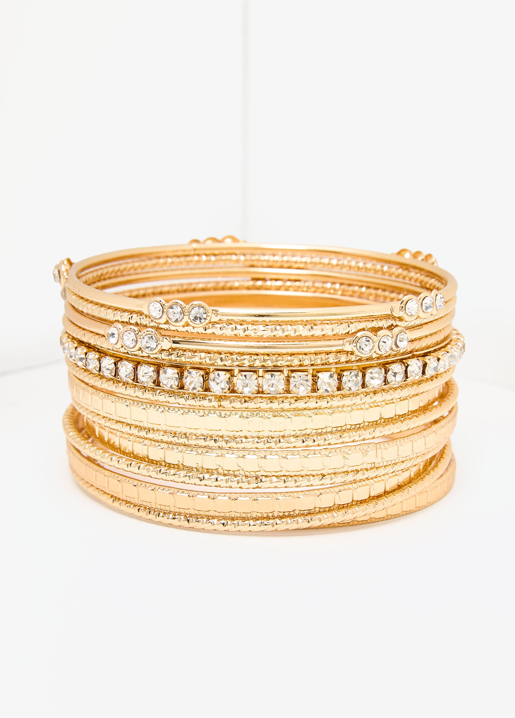 Set Of 13 Gold Tone Bangles