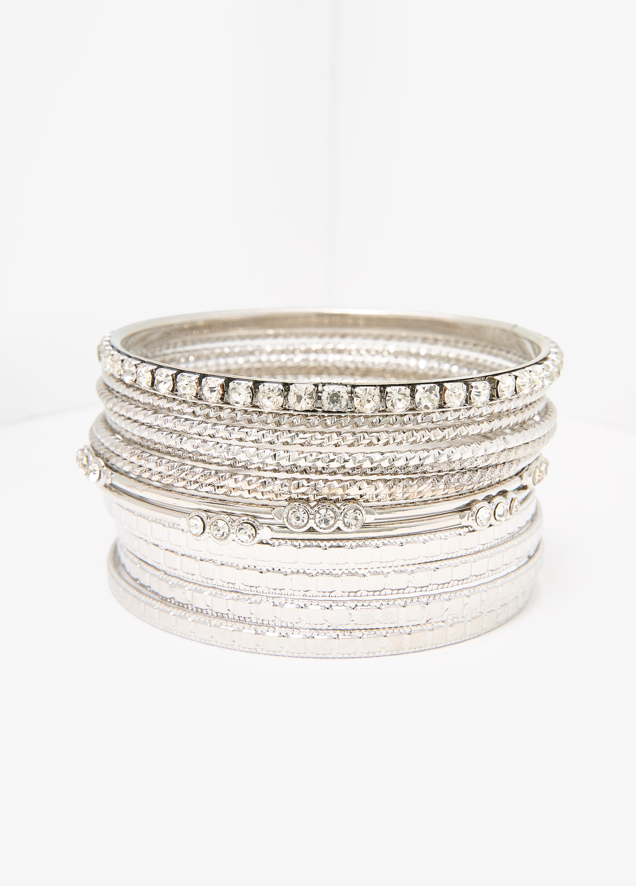 Set Of 13 Silver Tone Bangles