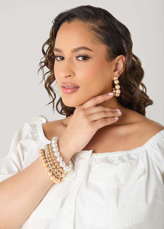 Gold Bracelet And Earrings Set