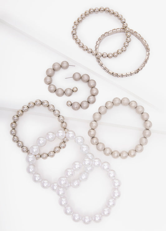 Silver Bracelet And Earrings Set