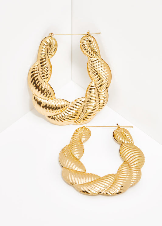 Gold Tone Bamboo Earrings