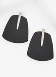 Trendy Statement Jewelry Pebbled Vegan Leather Silver Earrings