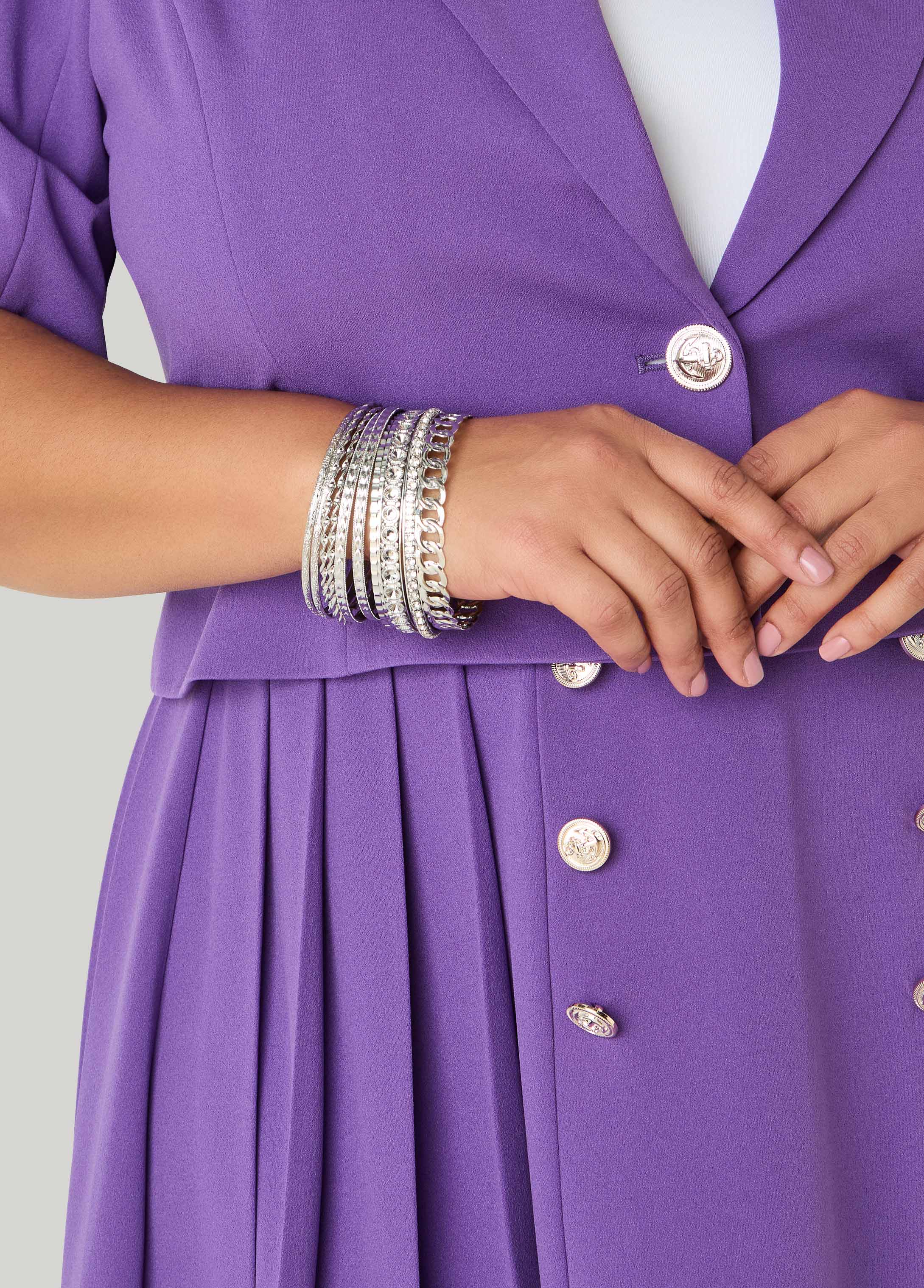 Set Of 11 Silver Tone Bangles