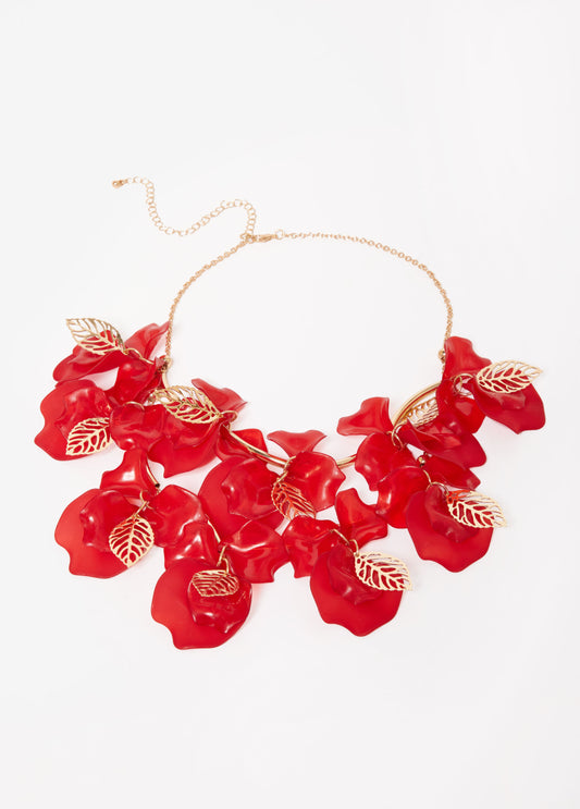 Statement Jewelry Gold Flower Petal Necklace Fall Fashion