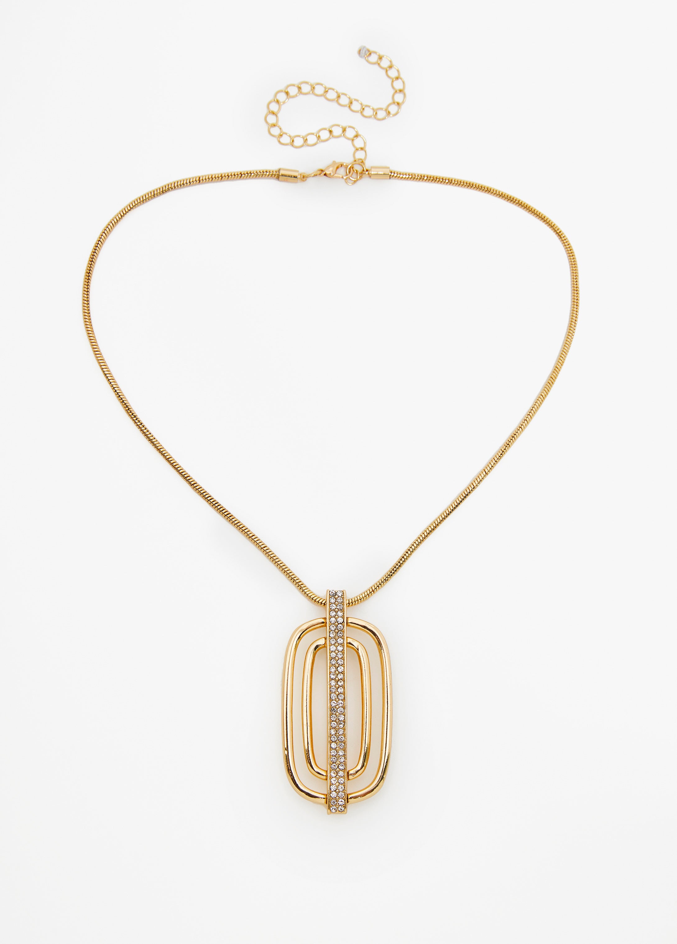 Crystal Ring Gold Tone Necklace