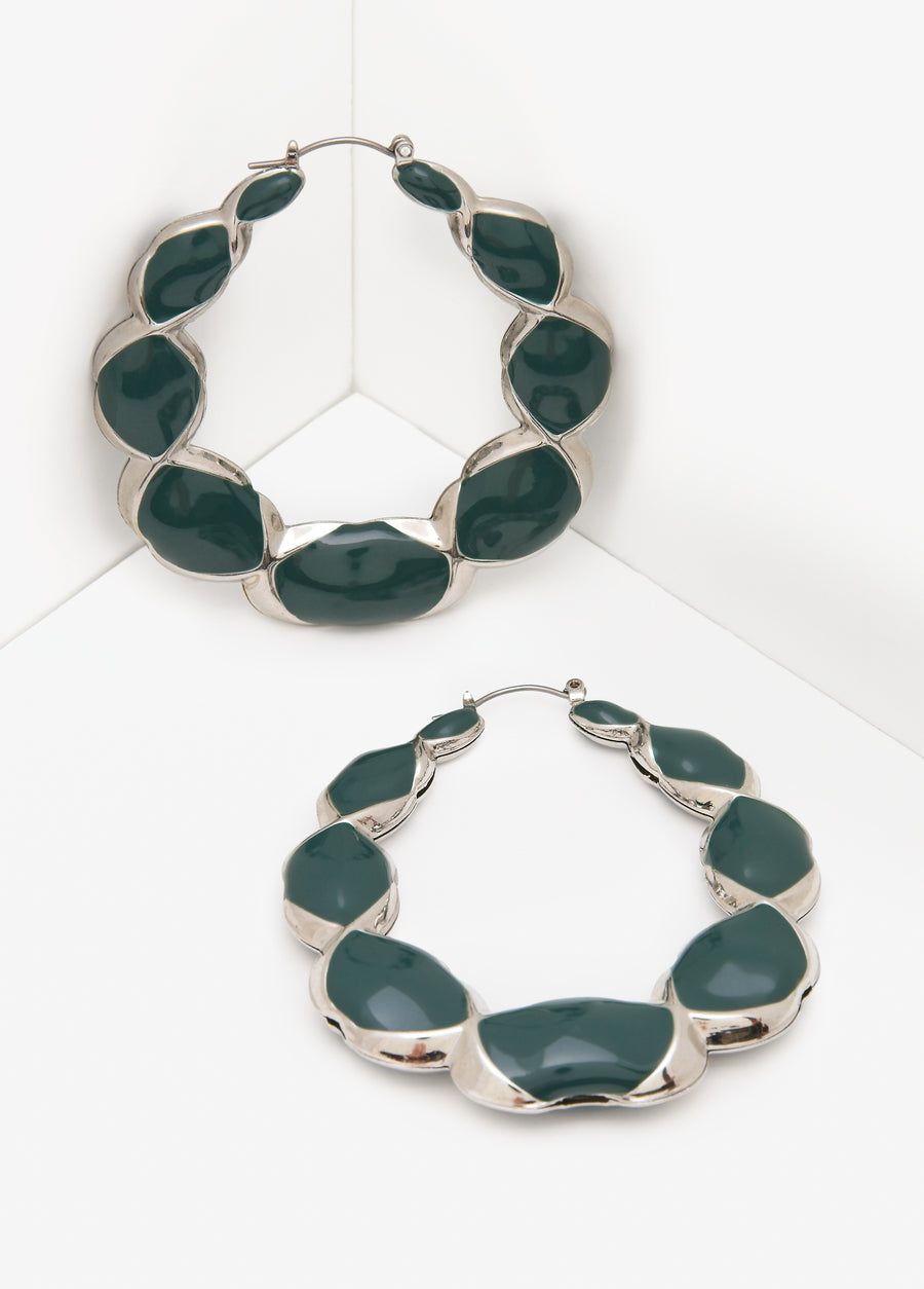 Twisted Stone Hoop Earrings