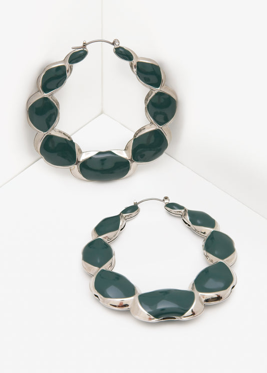 Twisted Stone Hoop Earrings