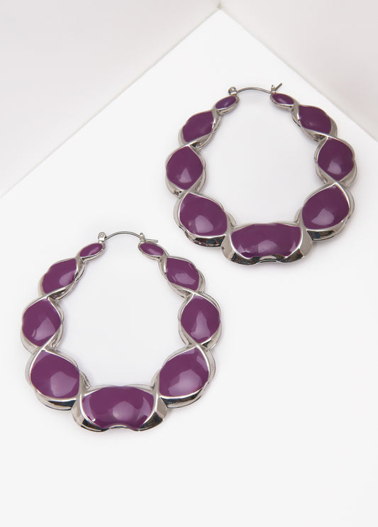 Stone Twisted Hoop Earrings