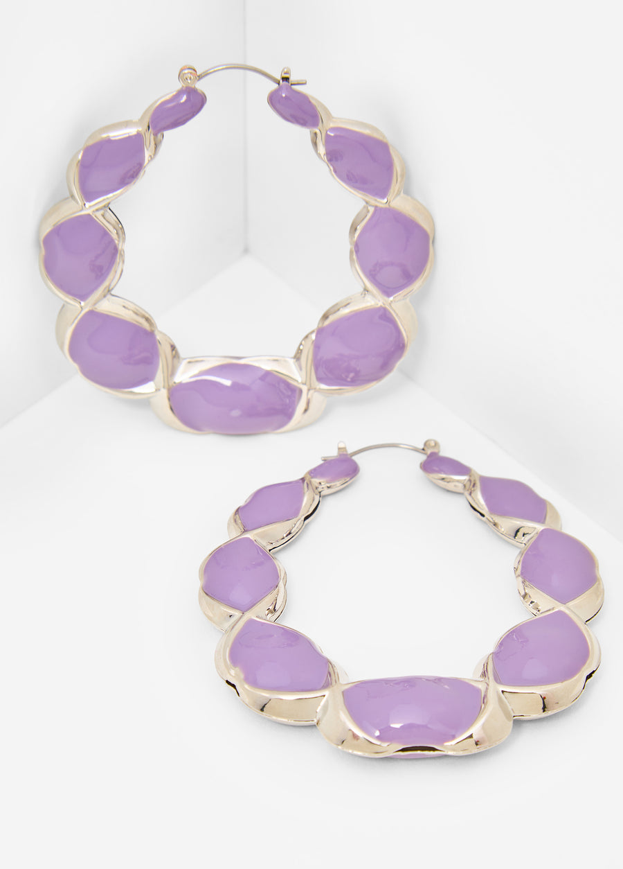 Stone Twisted Hoop Earrings