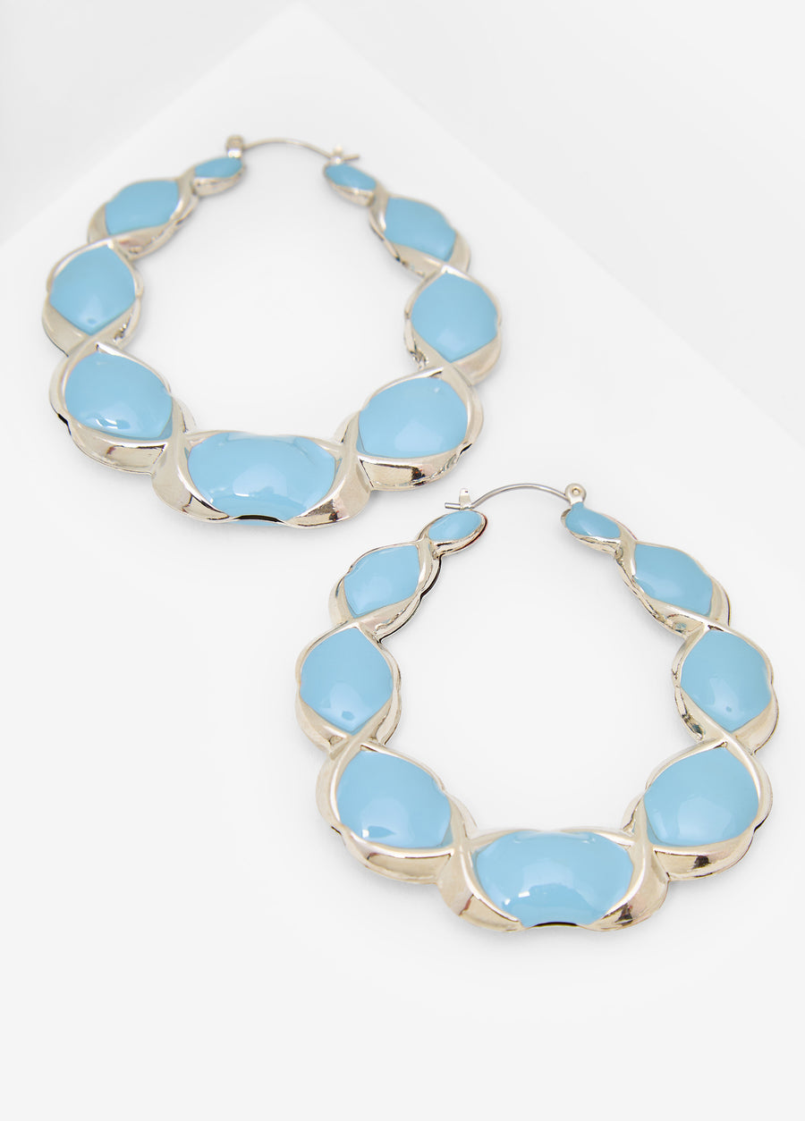 Twisted Stone Hoop Earrings