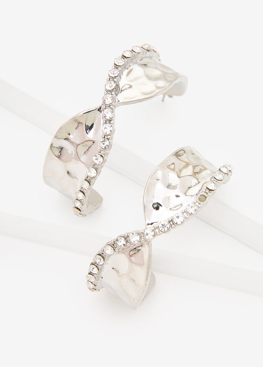 Crystal Twisted Hoop Earrings
