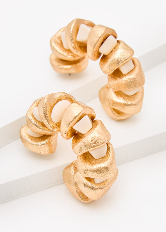 Gold And Stone Hoop Earrings