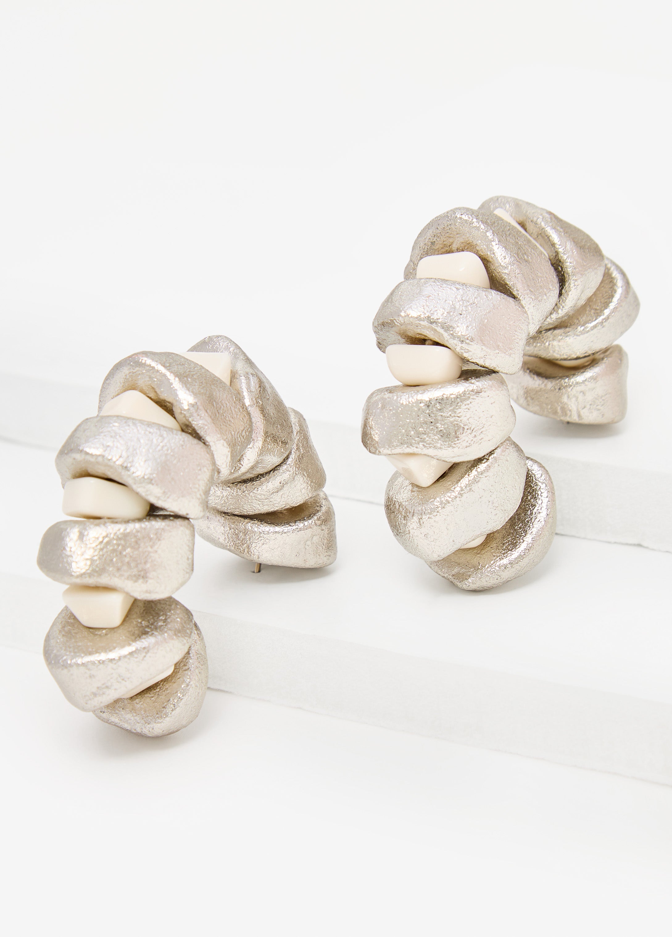 Silver And Stone Hoop Earrings