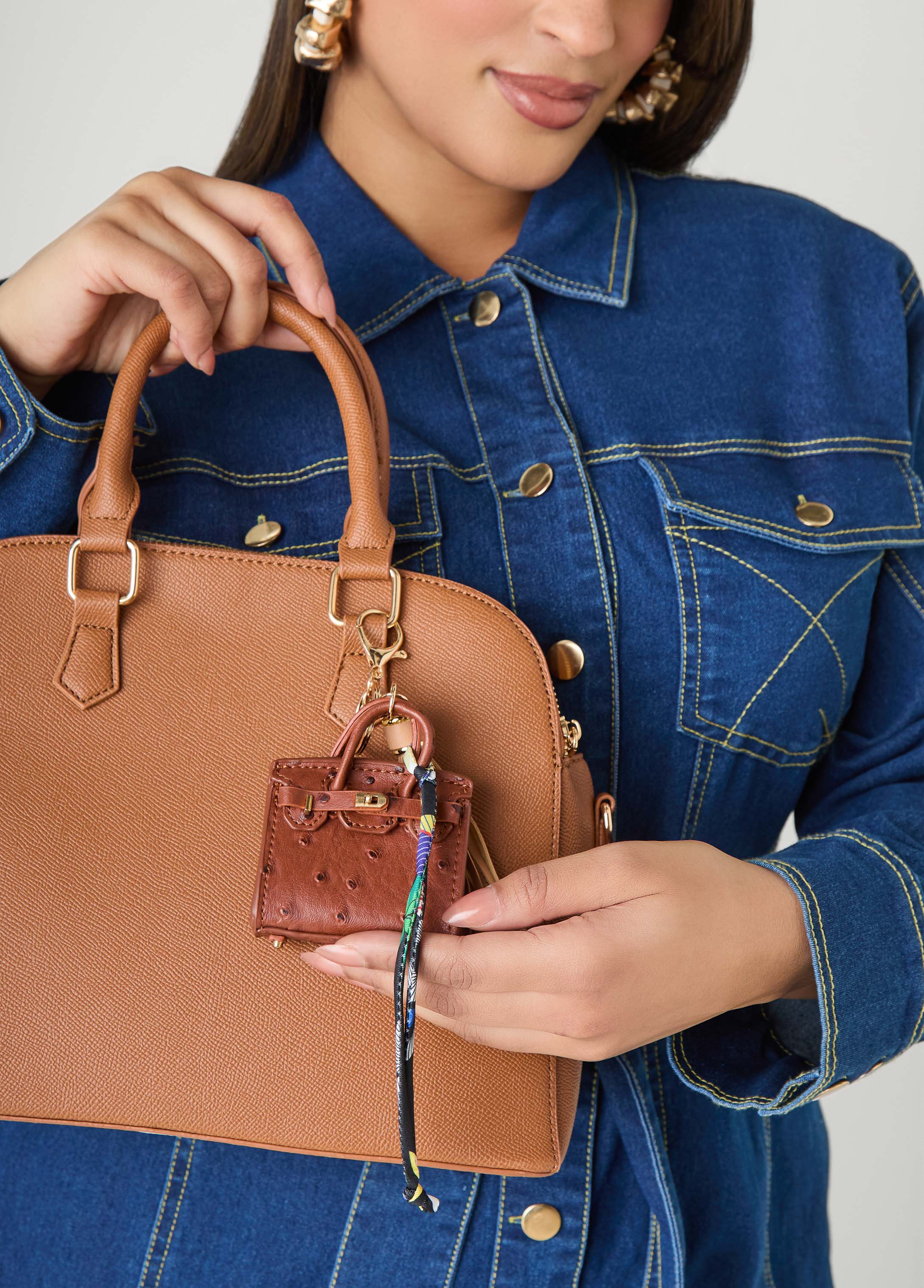 Ostrich Effect Tasseled Bag Charm