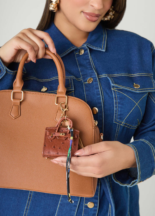 Ostrich Effect Tasseled Bag Charm