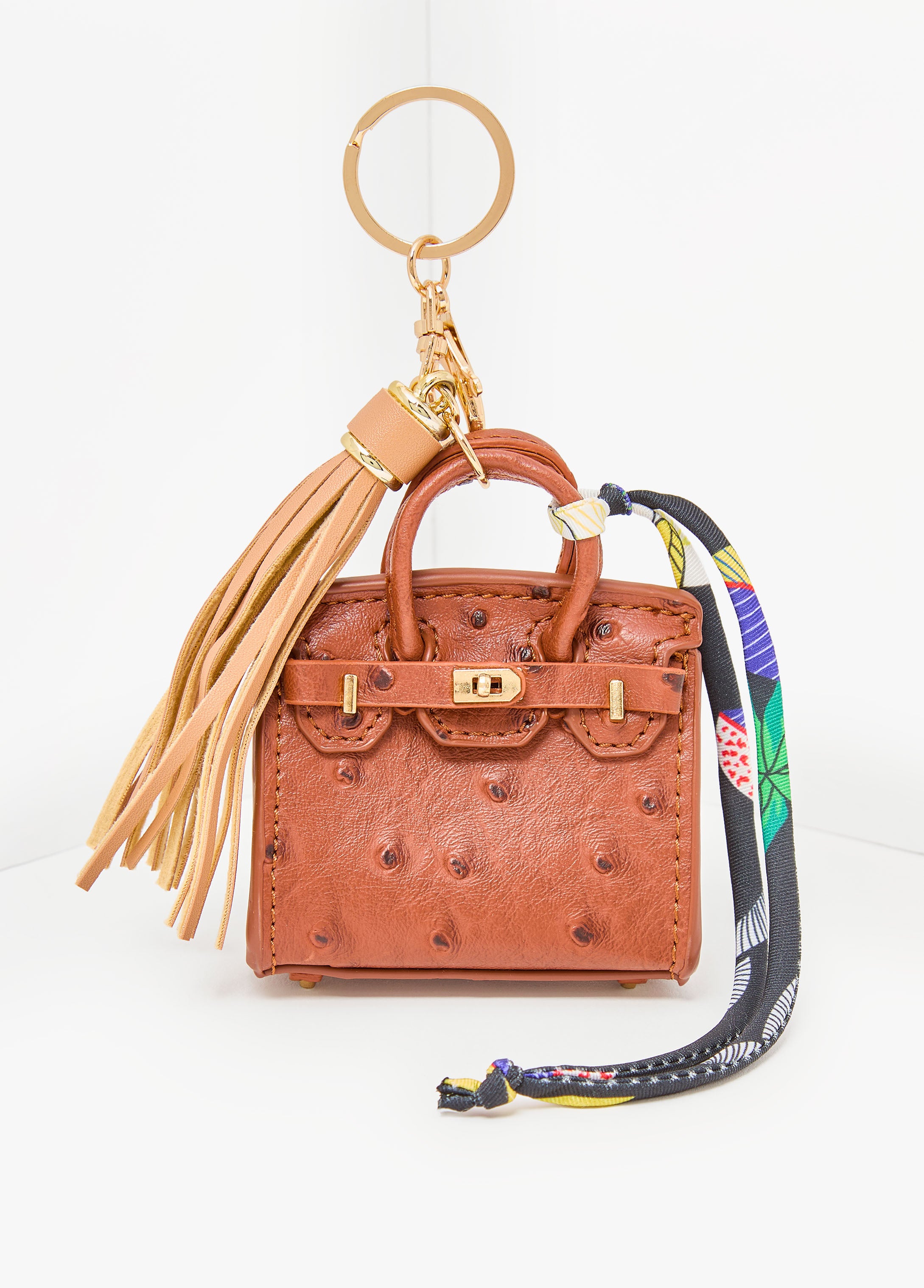 Ostrich Effect Tasseled Bag Charm