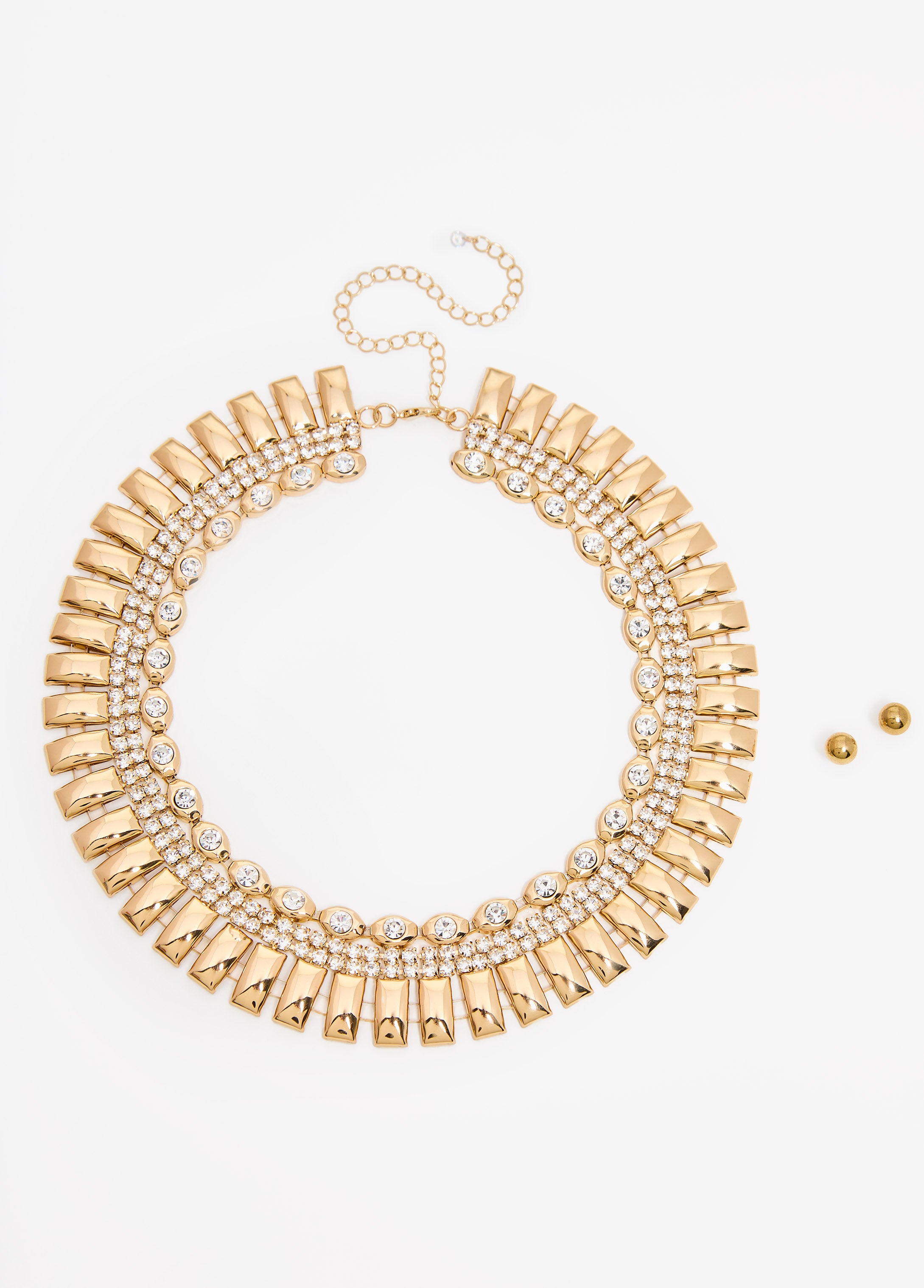 Gold Tone Crystal Collar Set
