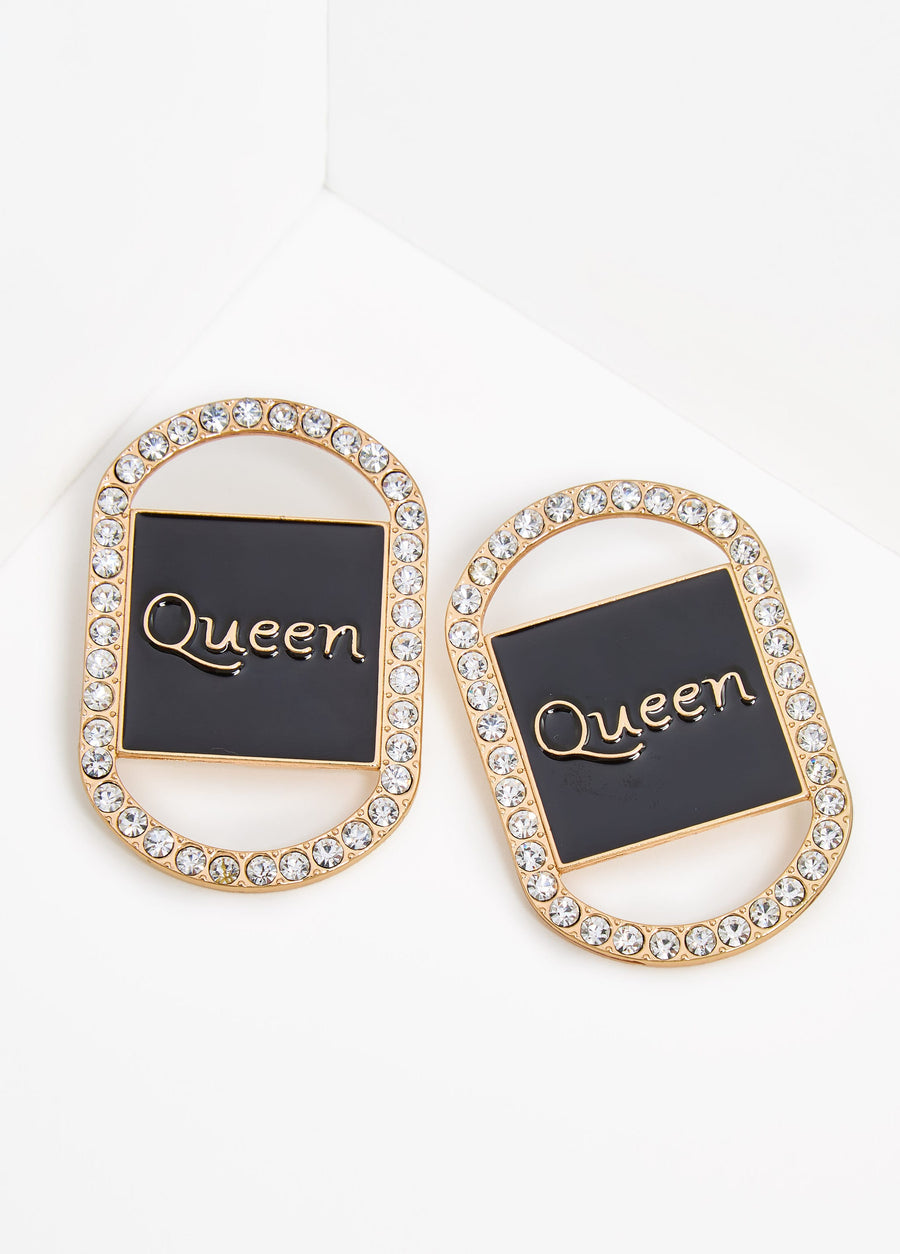 Trendy Queen Crystal Earrings Pierced Rhinestone Statement Earrings