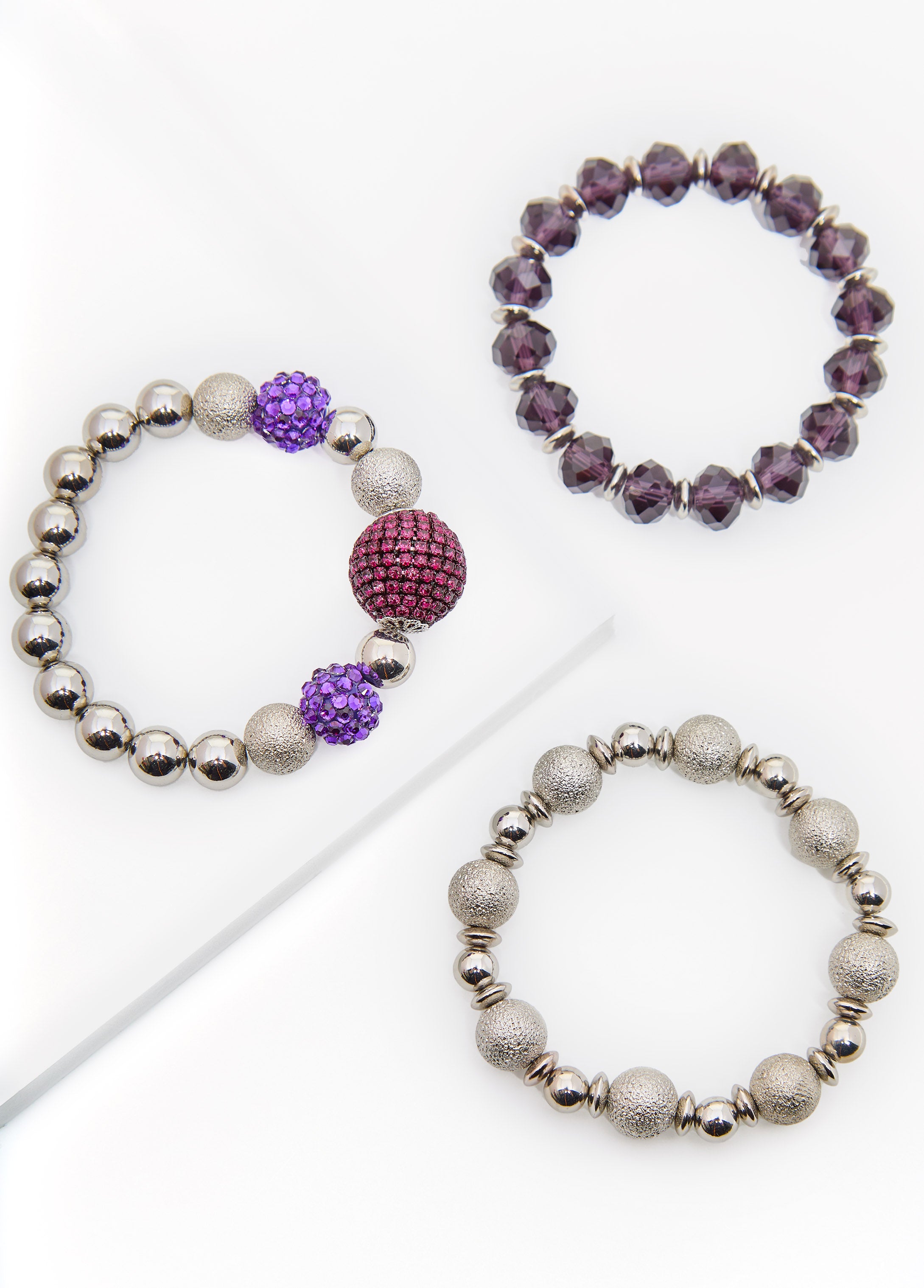 Silver Tone Stretch Bracelet Set