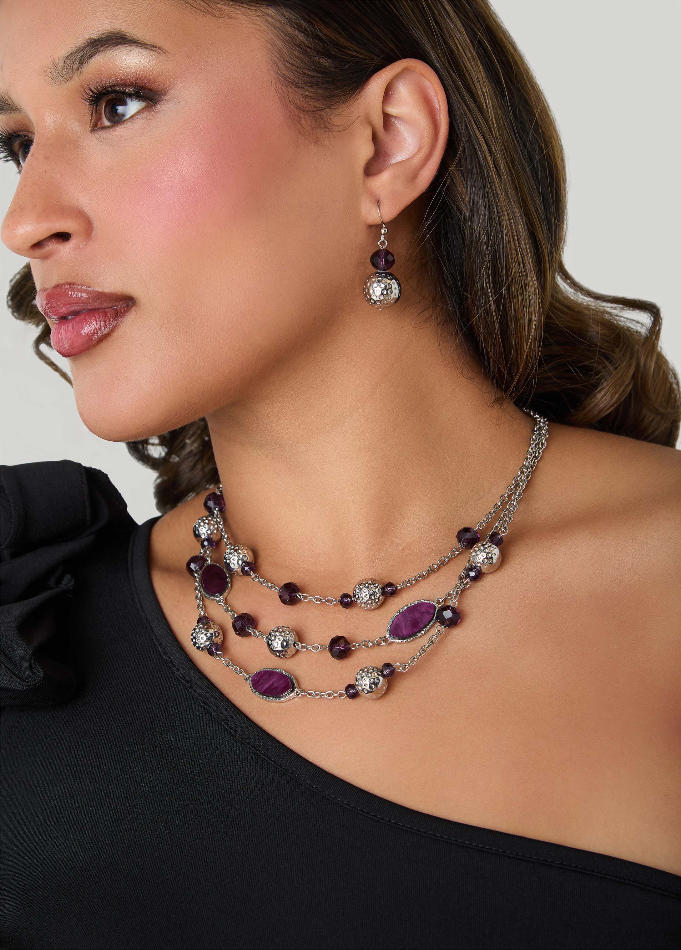 Hammered Bead Necklace Set