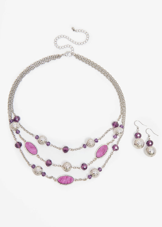 Hammered Bead Necklace Set