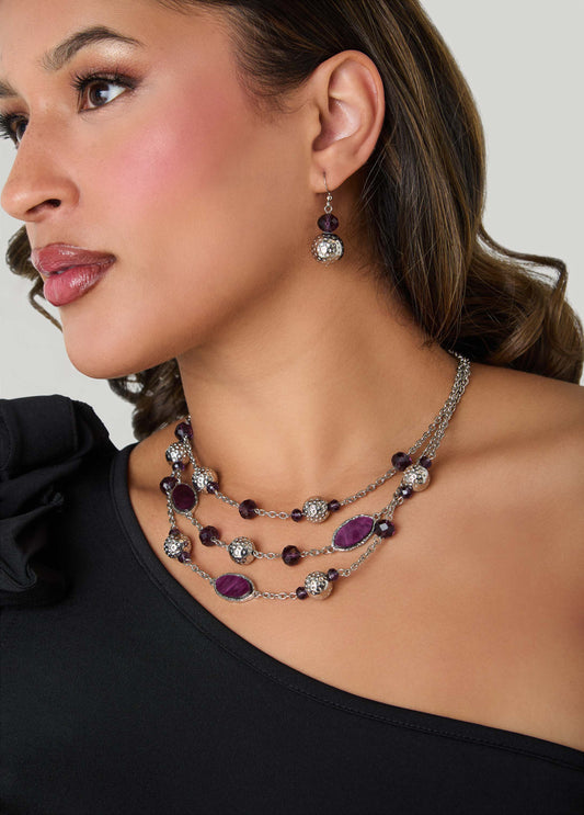 Hammered Bead Necklace Set