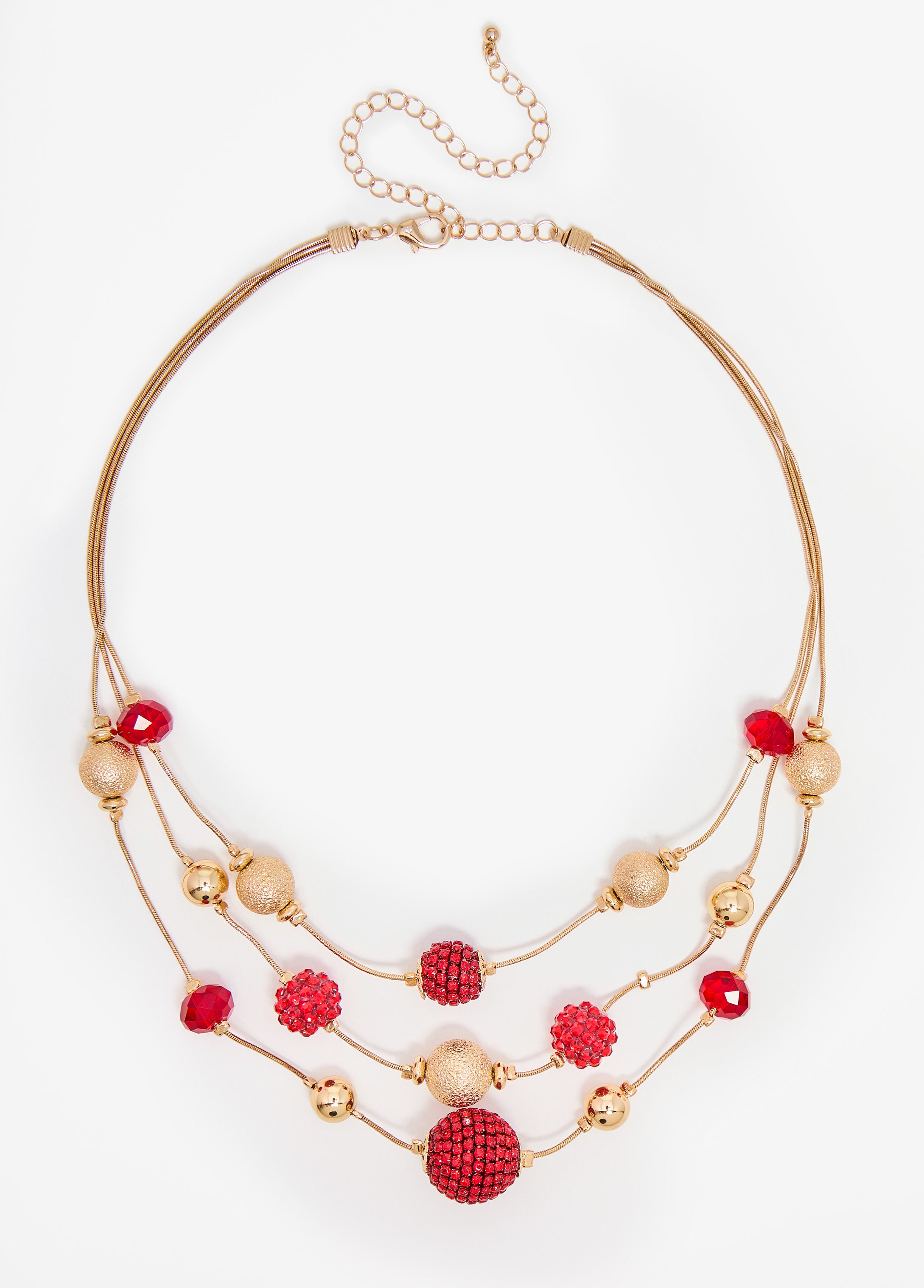 Layered Bead And Crystal Necklace