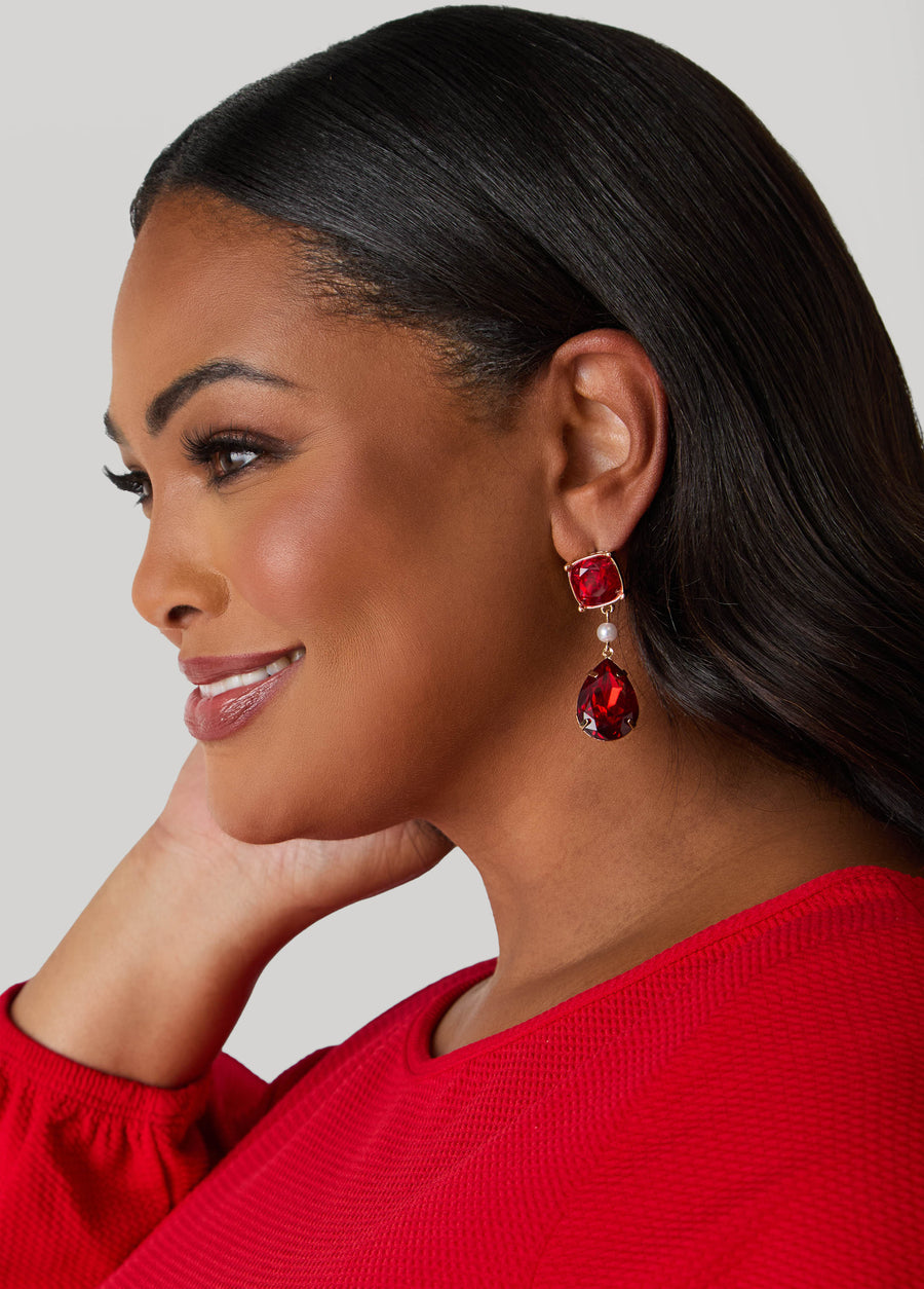 Crystals And Faux Pearls Earrings
