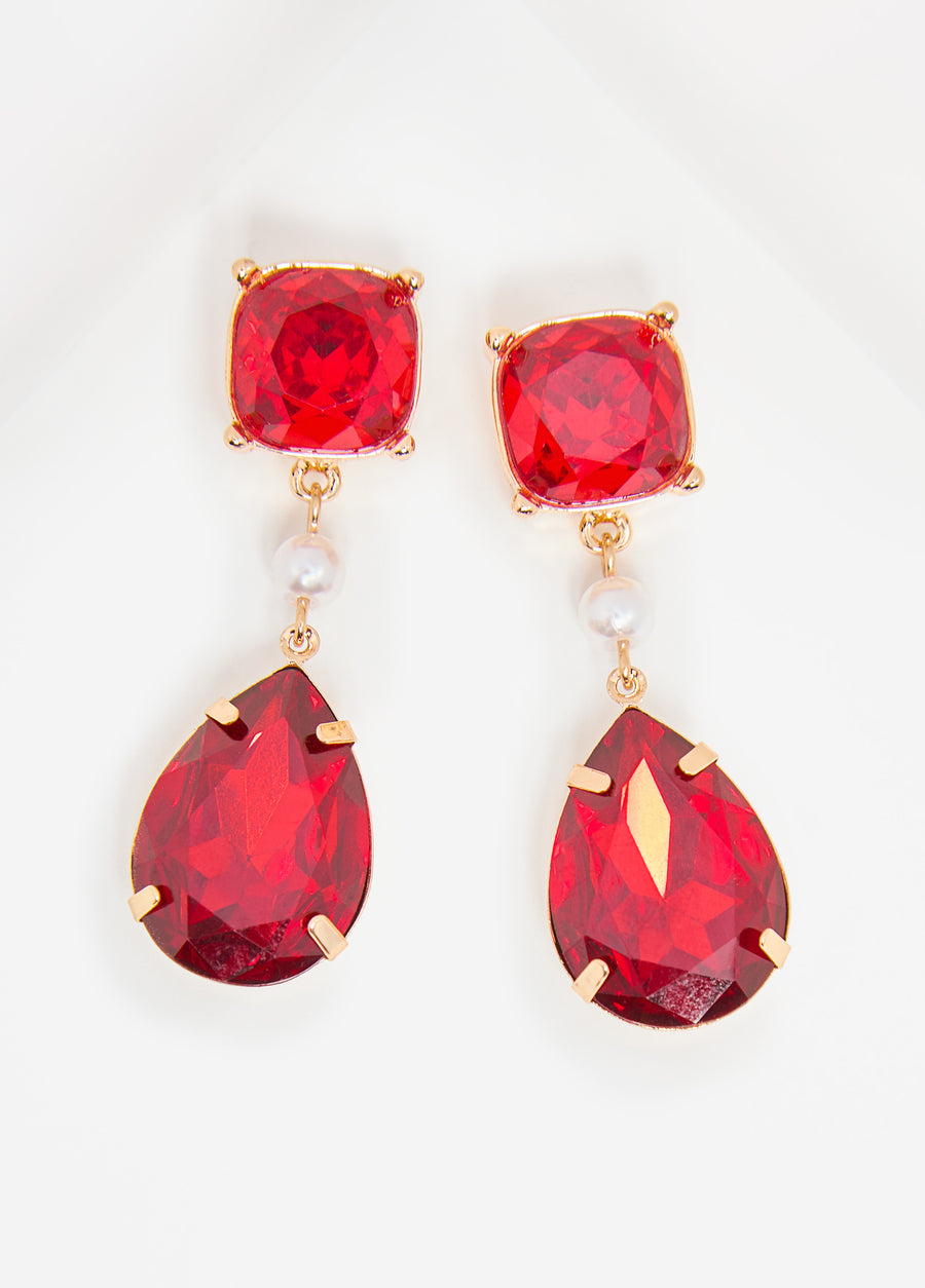Crystals And Faux Pearls Earrings