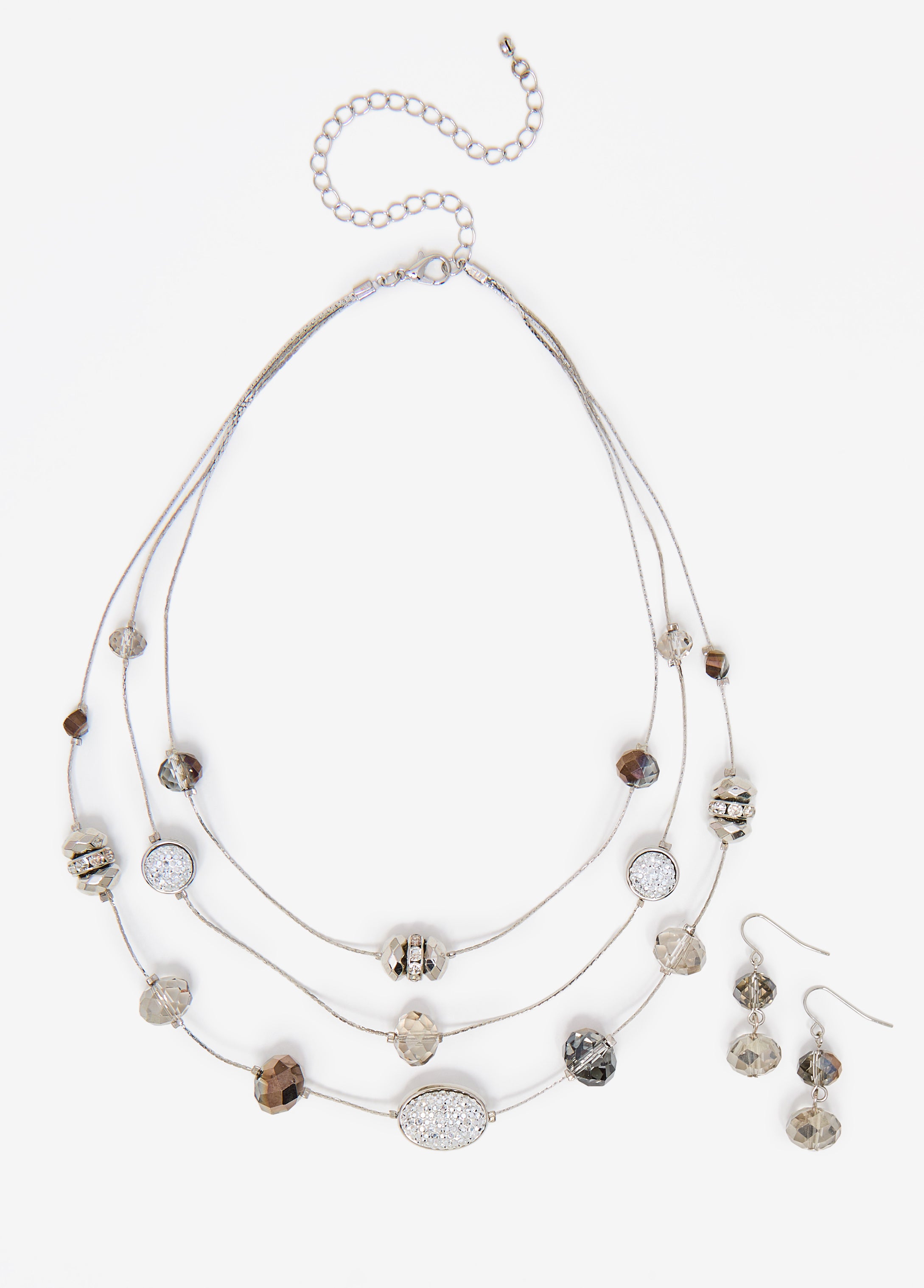 Layered Silver Tone Necklace Set