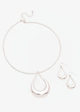 Silver Tone Teardrop Collar Set