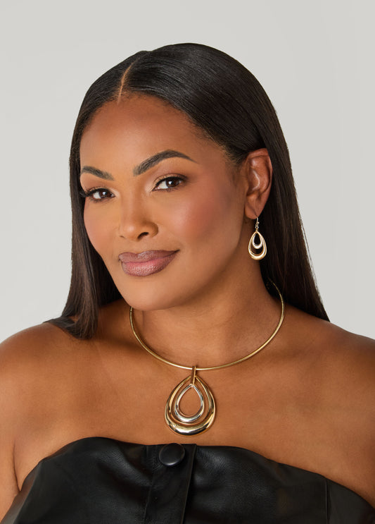 Two Tone Teardrop Collar Set
